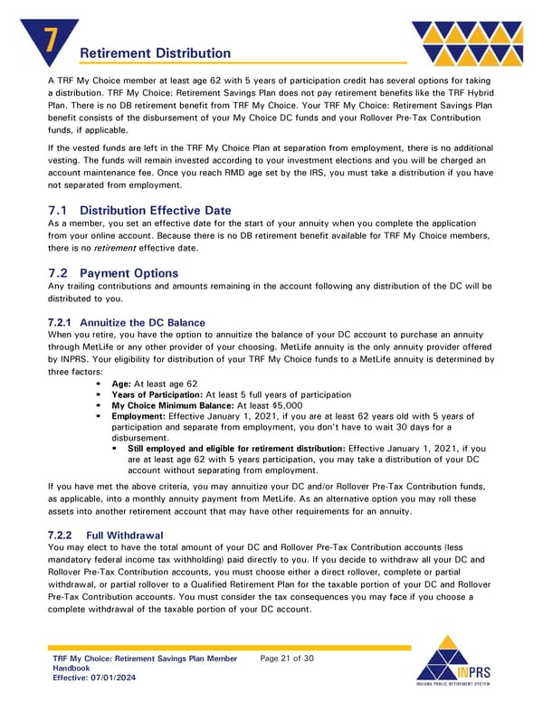 Teachers’ Retirement Fund My Choice Plan Member Handbook - Page 21