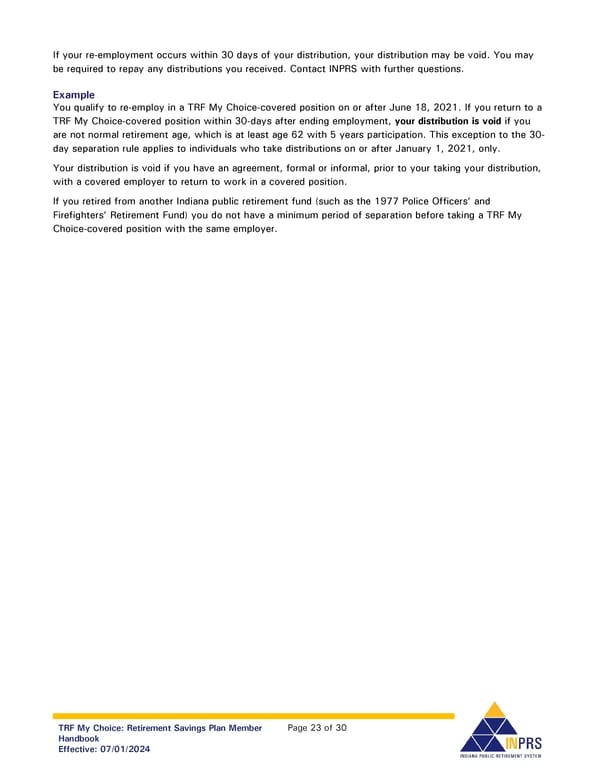 Teachers’ Retirement Fund My Choice Plan Member Handbook - Page 23