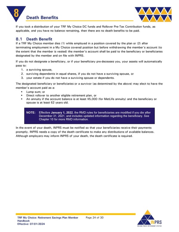 Teachers’ Retirement Fund My Choice Plan Member Handbook - Page 24