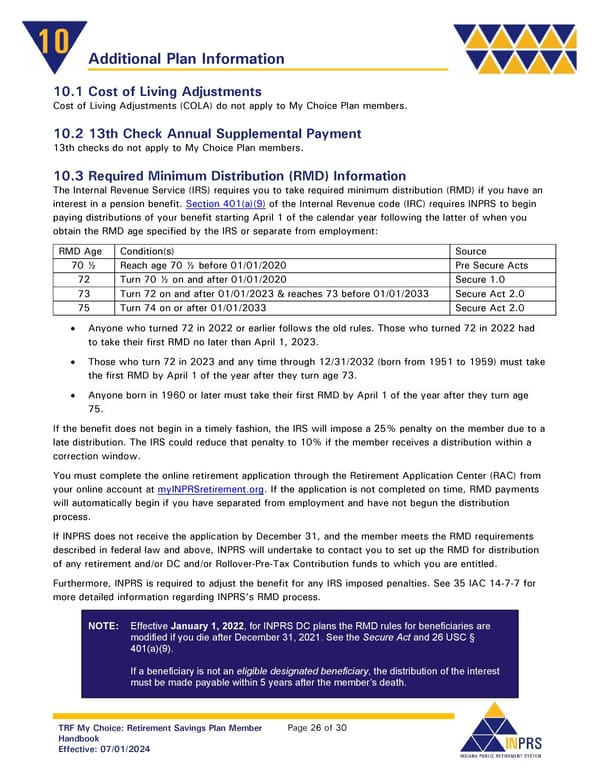 Teachers’ Retirement Fund My Choice Plan Member Handbook - Page 26