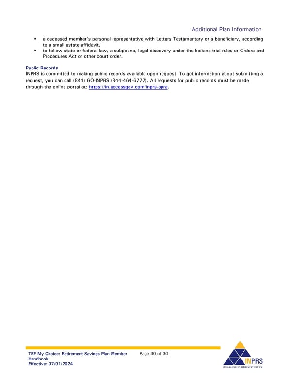 Teachers’ Retirement Fund My Choice Plan Member Handbook - Page 30