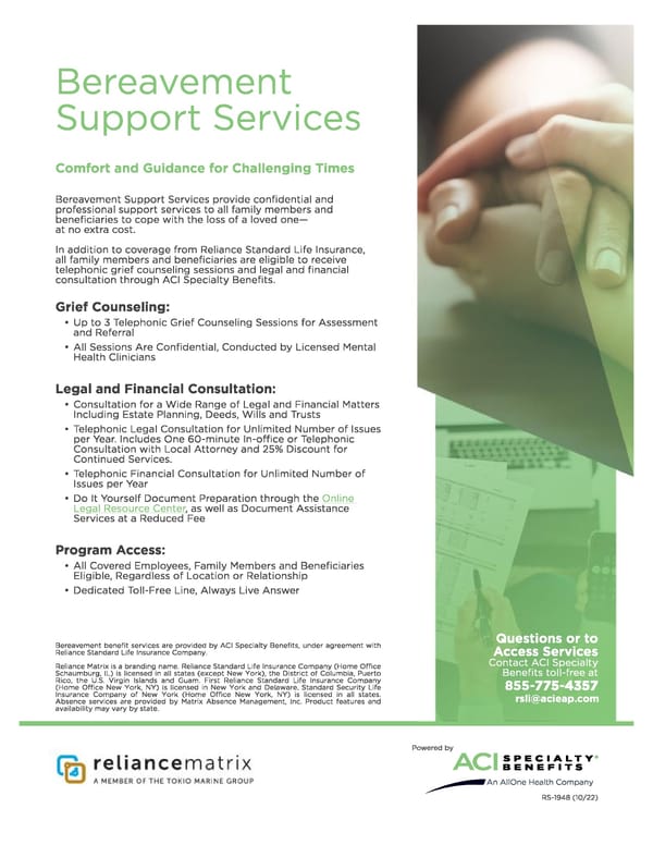 Bereavement Support Services Information - Page 1