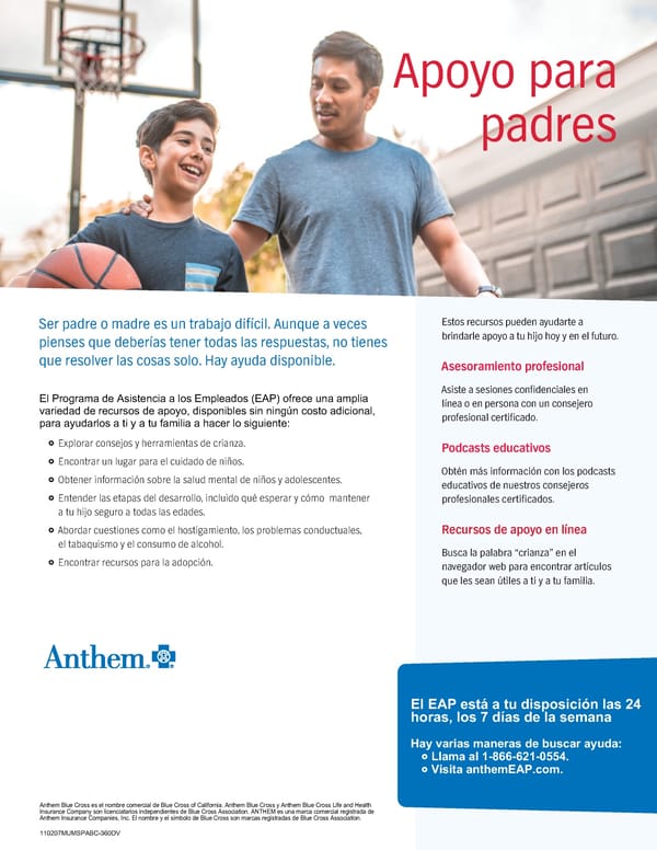 Parent Support Resources (Spanish) - Page 1