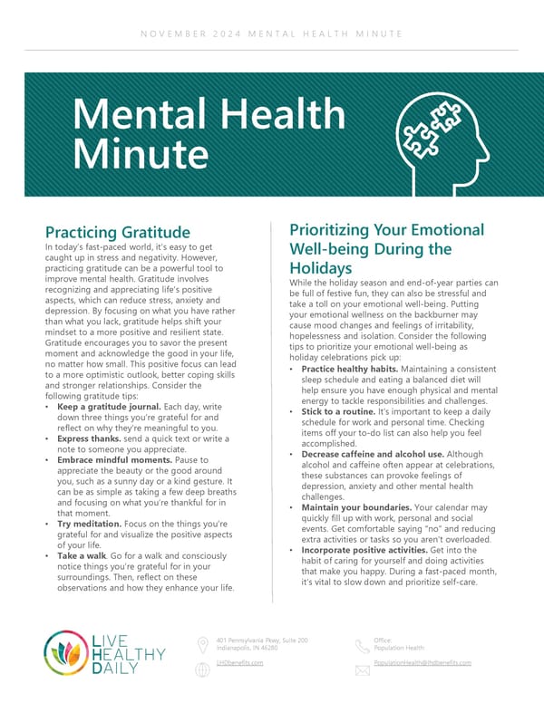 Mental Health Minute: November 2024 - Page 1