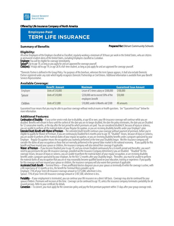 Employee-Paid Term Life Insurance - Page 1