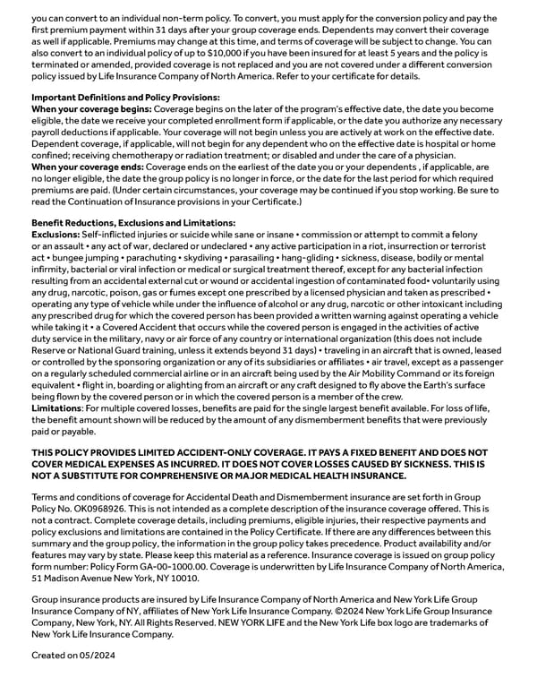 Employer-Paid Accidental Death and Dismemberment Benefits Overview - Page 2