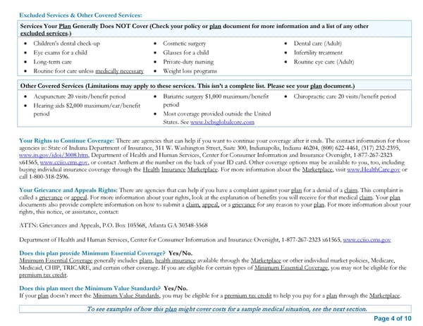Summary of Benefits and Coverage: Anthem Blue Access PPO - Page 4