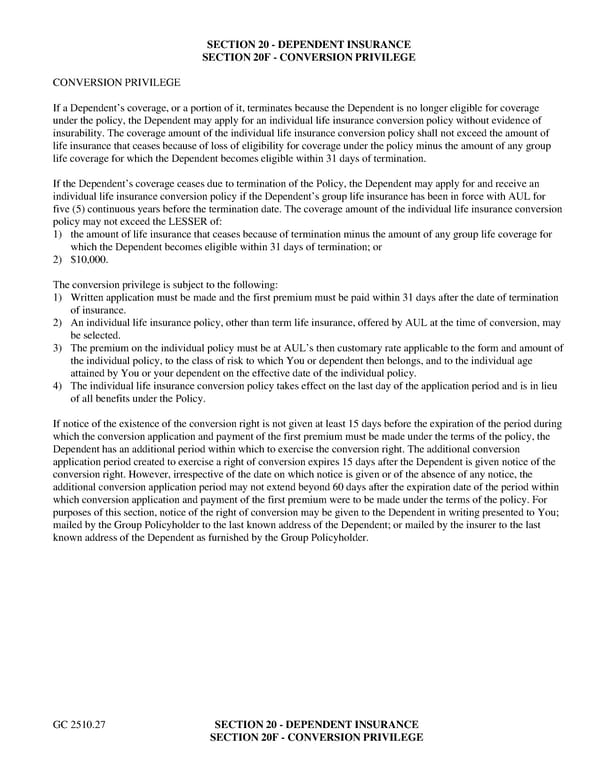 Certificate of Insurance for Group Term Life Insurance - Page 43