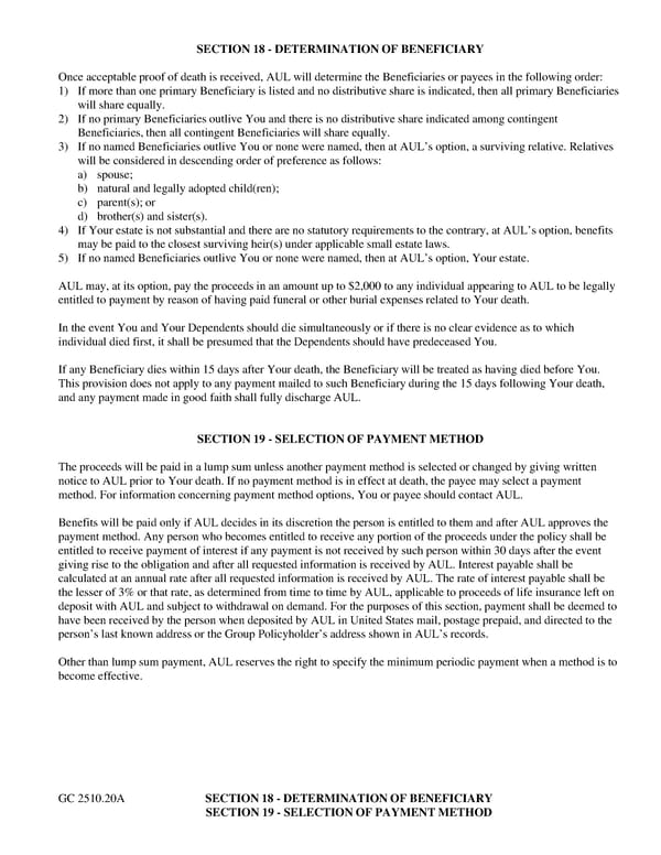 Group Term Life Insurance Certificate - Page 18