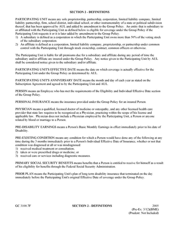 Certificate of Insurance: Group Long Term Disability Income Insurance - Page 14