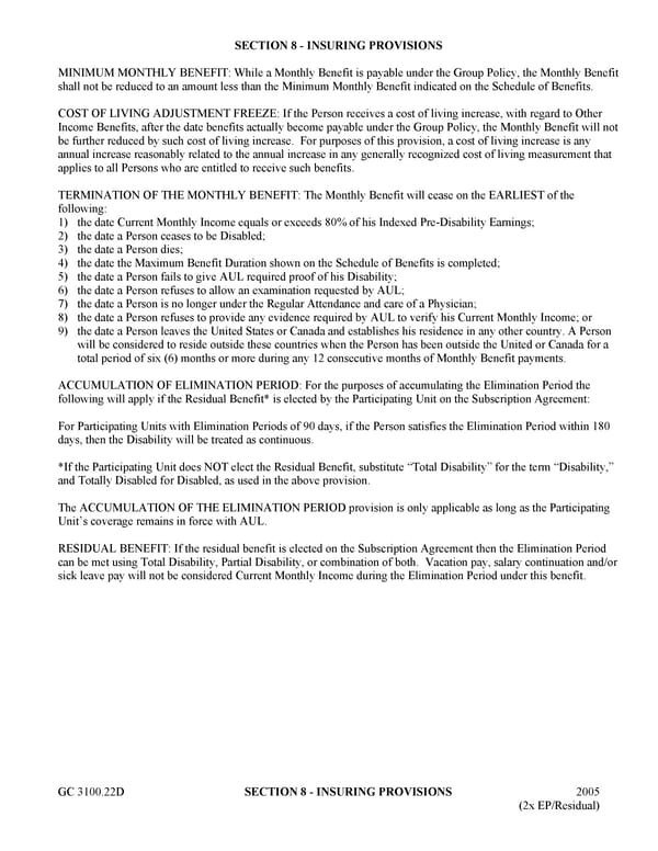 Certificate of Insurance: Group Long Term Disability Income Insurance - Page 36