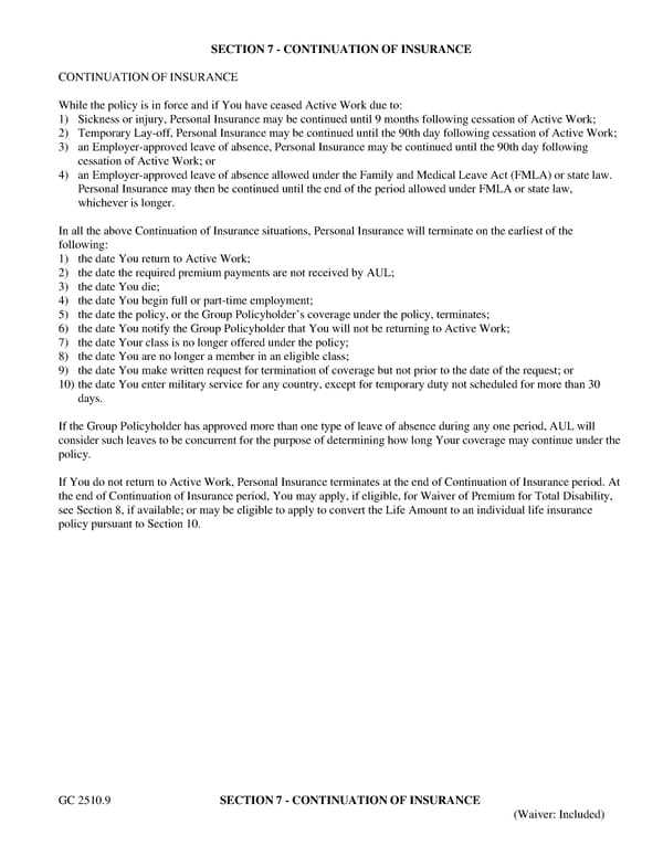 Group Term Life Insurance Certificate - Page 15