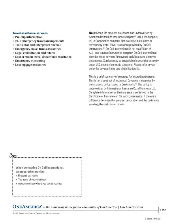 Travel Assistance Benefits Overview - Page 2