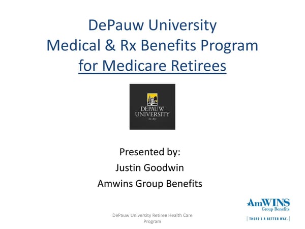 DePauw University Medical & Rx Benefits Program for Medicare Retirees - Page 1