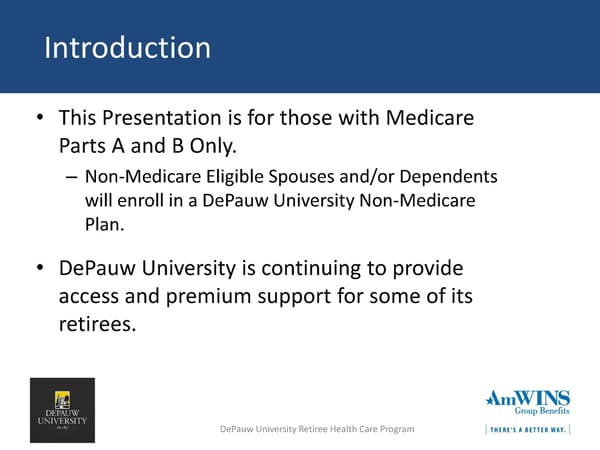 DePauw University Medical & Rx Benefits Program for Medicare Retirees - Page 3