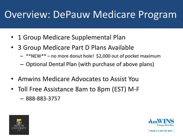 DePauw University Medical & Rx Benefits Program for Medicare Retirees - Page 6