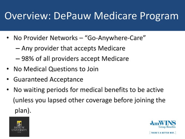 DePauw University Medical & Rx Benefits Program for Medicare Retirees - Page 7