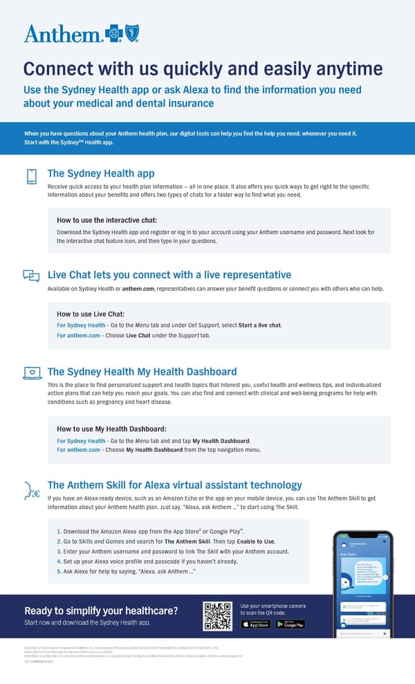 Sydney Health App and Anthem Alexa Skill Instructions - Page 1