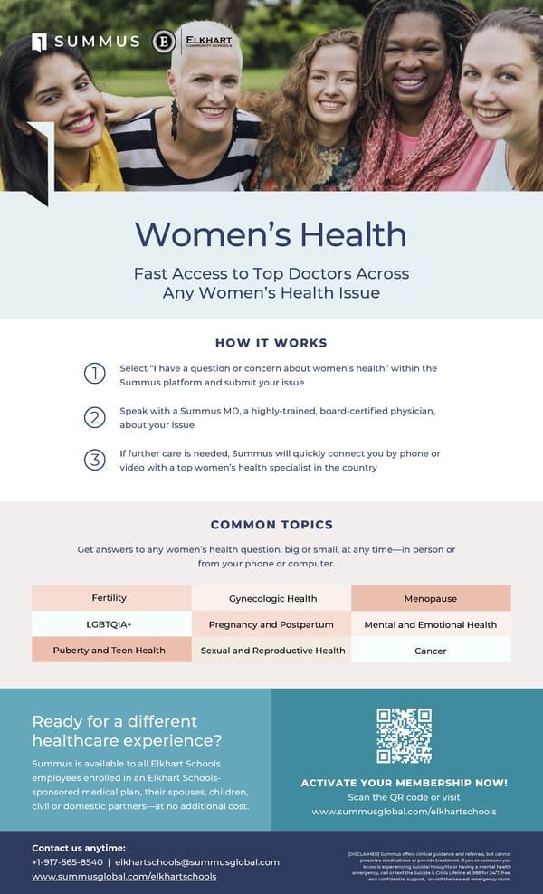 Women's Health Access through Summus and Elkhart Schools - Page 1