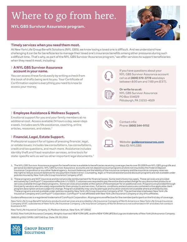 NYL GBS Survivor Assurance Program Overview - Page 1