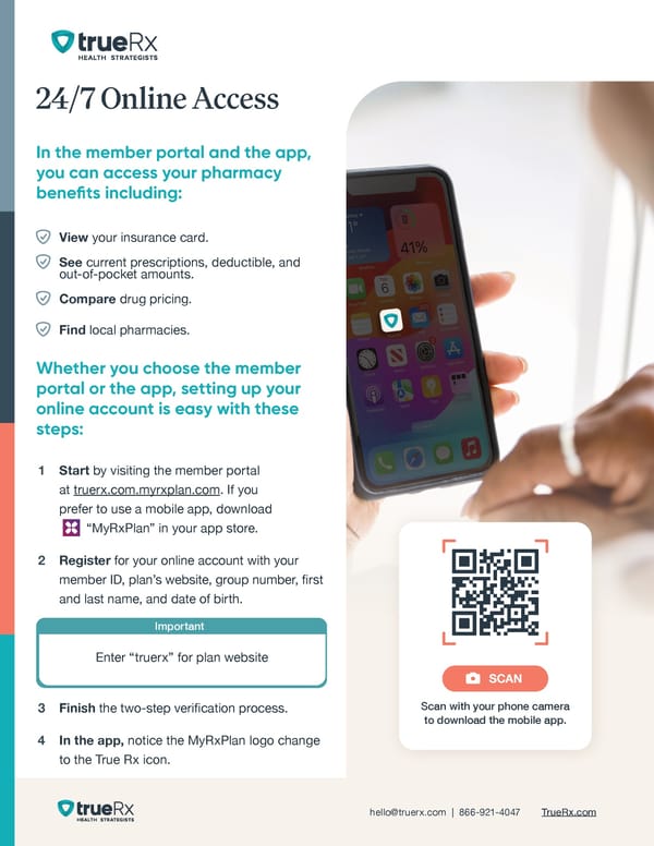 TrueRx Online Portal and App Access Guide - Page 1