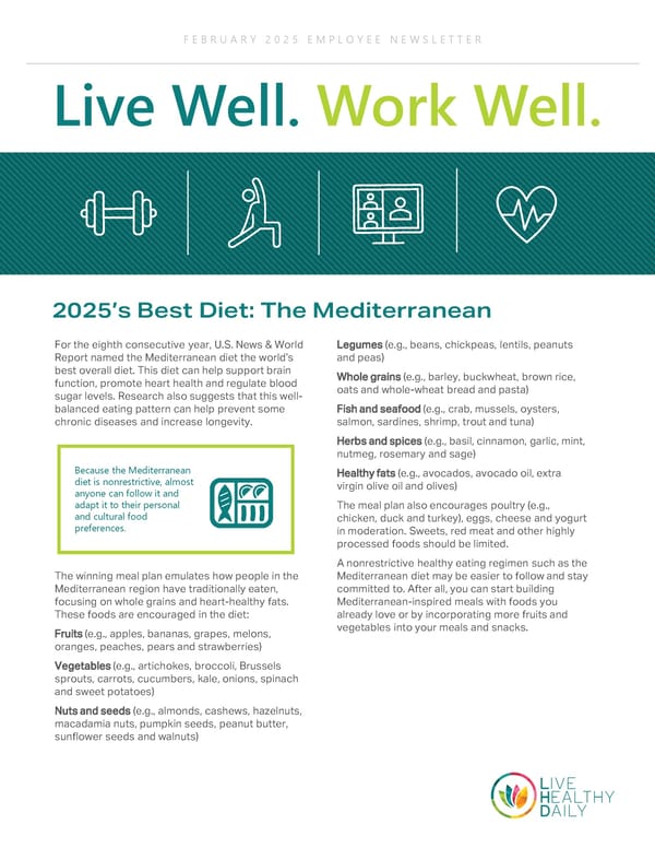 February 2025 Employee Newsletter: The Mediterranean Diet - Page 1