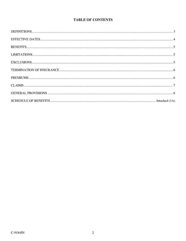 Fidelity Security Life Insurance Company Group Vision Insurance Policy - Page 5
