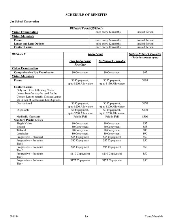 Fidelity Security Life Insurance Company Group Vision Insurance Policy - Page 12
