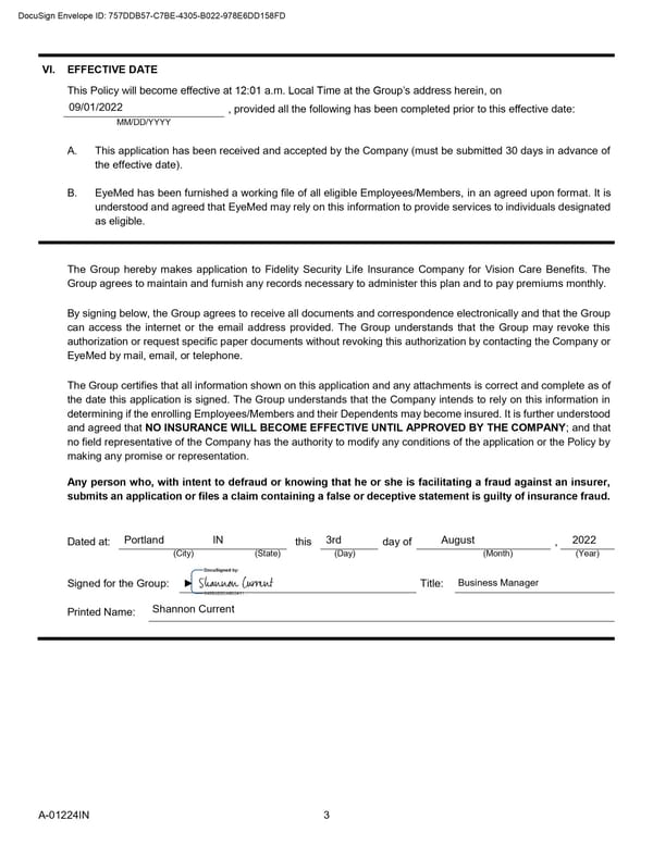 Fidelity Security Life Insurance Company Group Vision Insurance Policy - Page 23