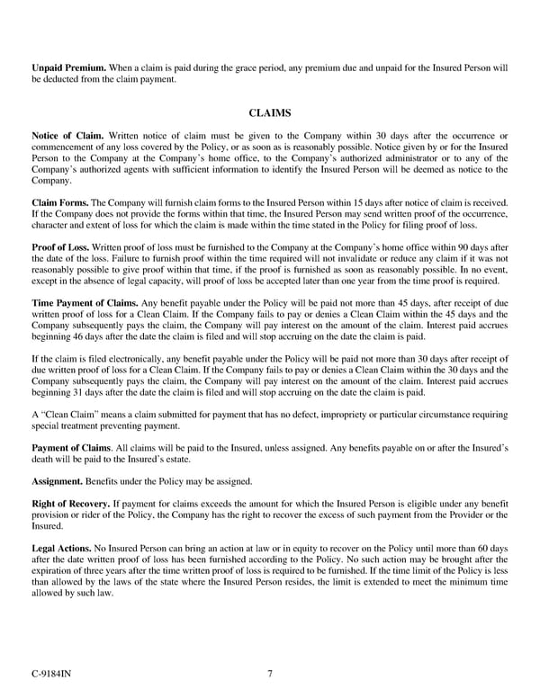 Group Vision Insurance Certificate - Page 7