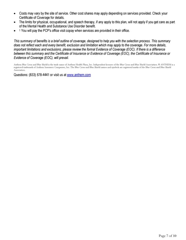 2025 Summary HCCSC Anthem HealthSync PPO 2 - Page 7