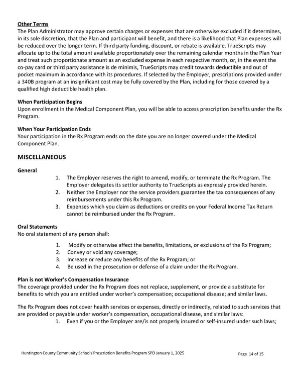 Prescription Summary Plan Description - Page 14
