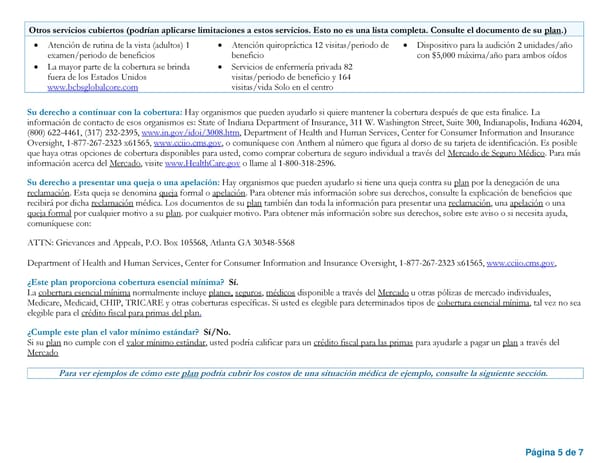 [Spanish] PPO + HSA + PrevRx Resumen de beneficios y cobertura - Page 5