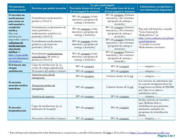 [Spanish] PPO + HSA - Resumen de beneficios y cobertura - Page 3