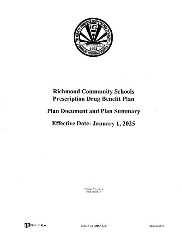 Richmond Community Schools Prescription Drug Benefit Plan - Page 1
