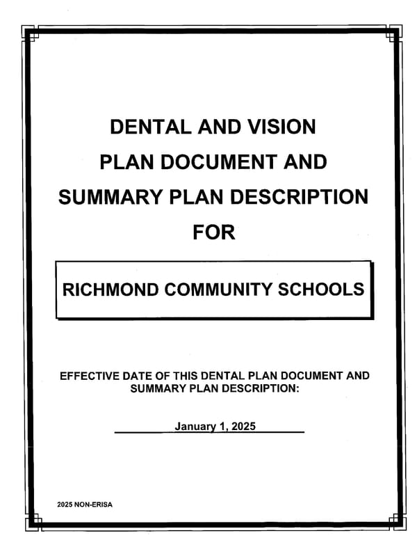 Dental and Vision Plan Document for Richmond Community Schools - Page 1