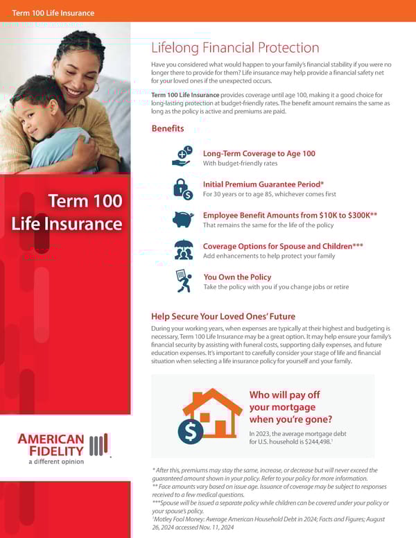 Term 100 Life Insurance Brochure - Page 1