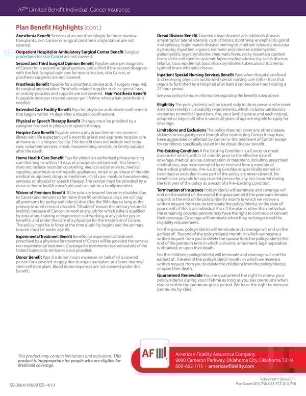 American Fidelity Individual Cancer Insurance Overview - Page 4