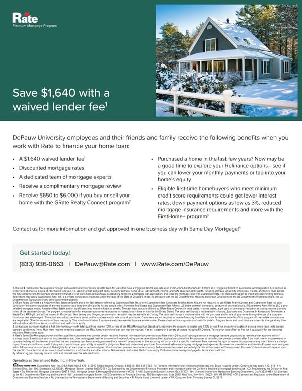 Rate Platinum Mortgage Program - Page 1