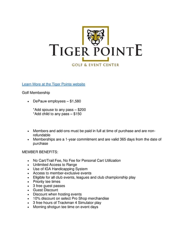 Tiger Pointe Golf Membership - Page 1