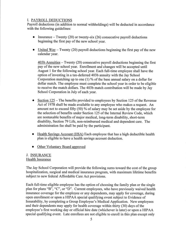 Jay School Corporation Support Staff Memorandum of Understanding - Page 5