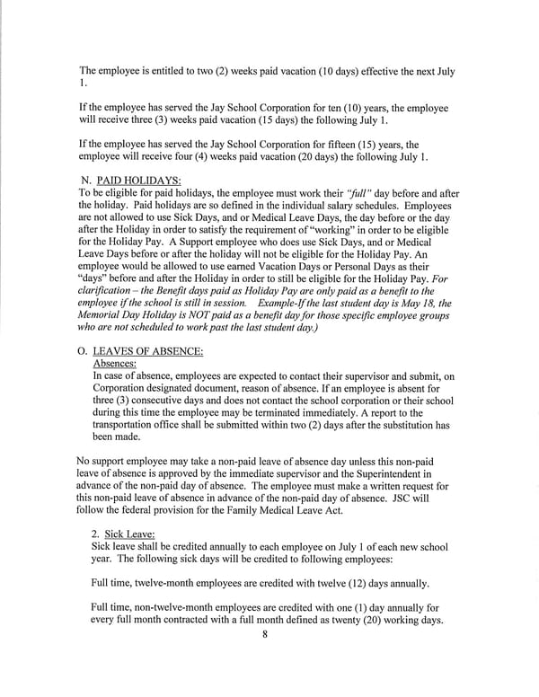 Jay School Corporation Support Staff Memorandum of Understanding - Page 8