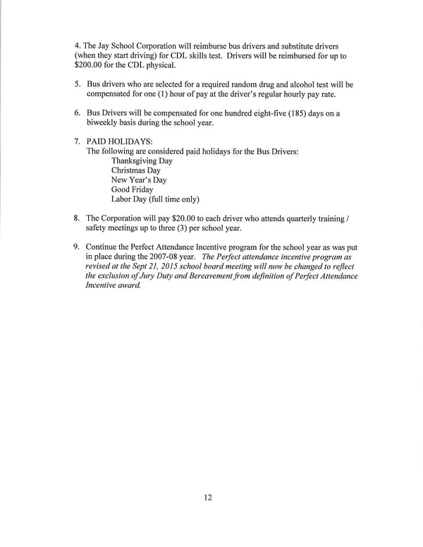 Jay School Corporation Support Staff Memorandum of Understanding - Page 12