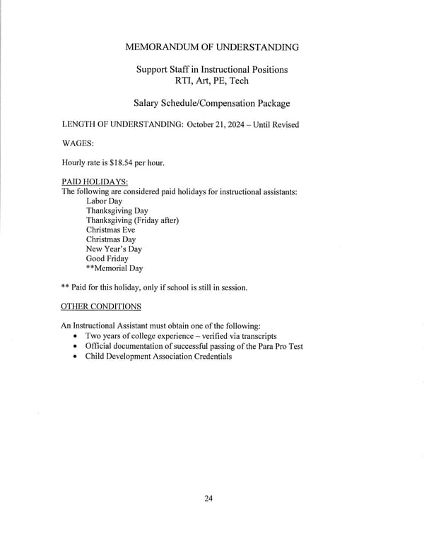 Jay School Corporation Support Staff Memorandum of Understanding - Page 24