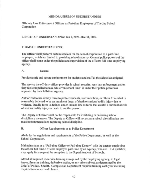 Jay School Corporation Support Staff Memorandum of Understanding - Page 40