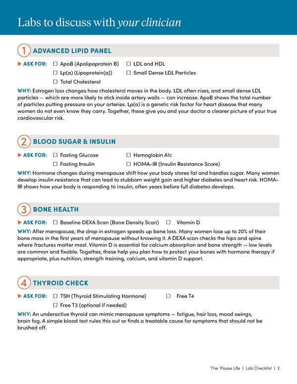 The 'Pause Life: Lab Checklist - Page 2