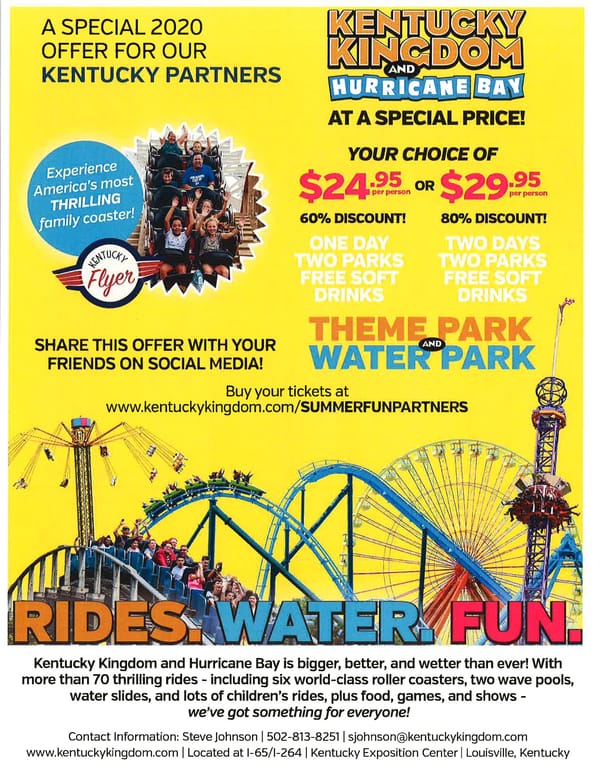 Special Offer for Kentucky Kingdom and Hurricane Bay 2020 - Page 1