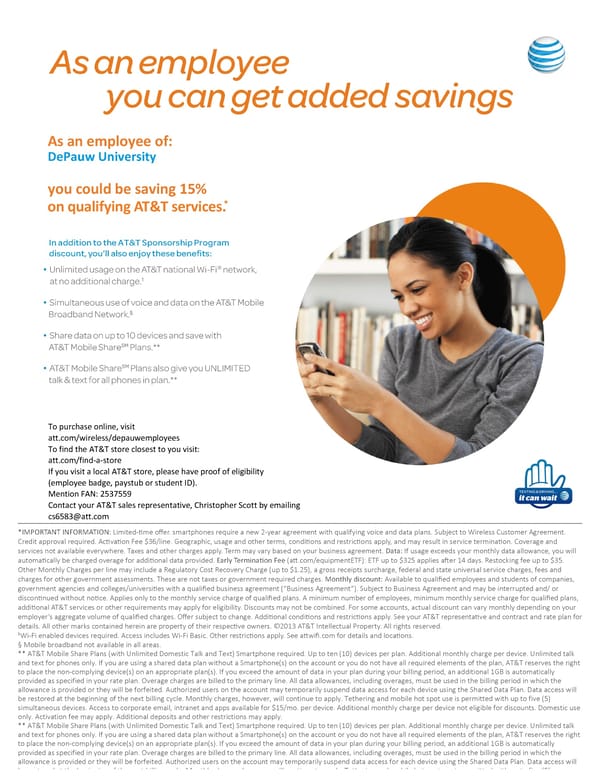 AT&T Employee Discount Program for DePauw University - Page 1