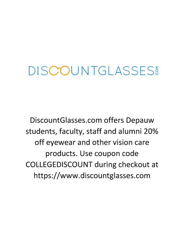 DiscountGlasses.com Eyewear Offer for DePauw University Affiliates - Page 1