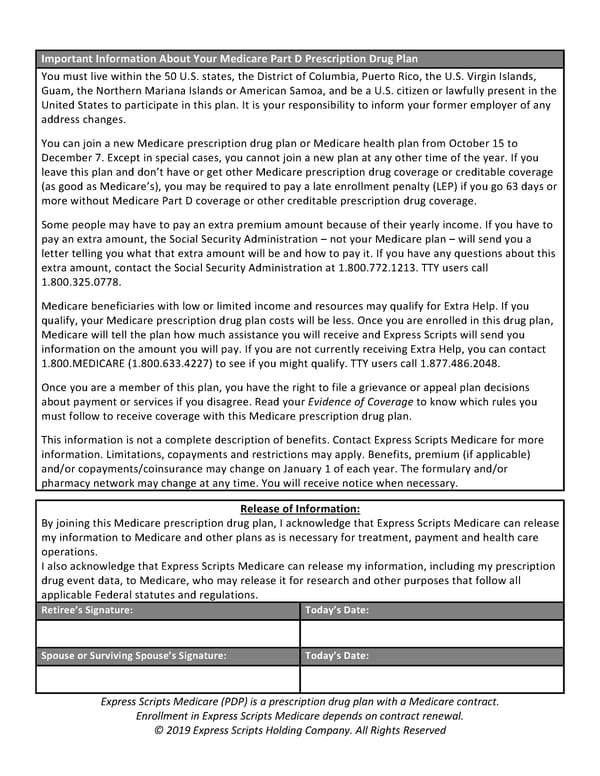 Retiree Medical Plan Election Form - Page 5